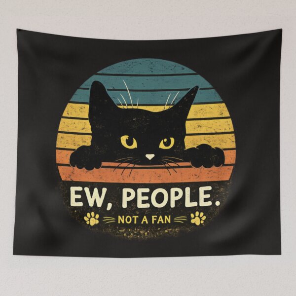 Item preview, Ew, People – Black Cat Vintage Retro Design | Introvert Cat Lover Gift designed and sold by CatLovers Studio.