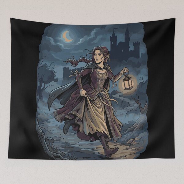 Item preview, Gothic Fantasy Escape Lantern Light Castle Illustration designed and sold by AmazingEG.