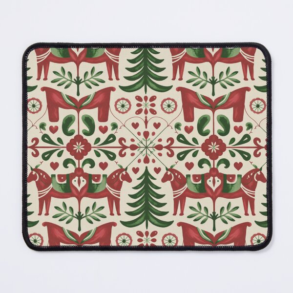 Item preview, Classic Swedish Dala Horse Seamless Pattern – Traditional Red & Green Folk Art designed and sold by Midnight Veil Designs.