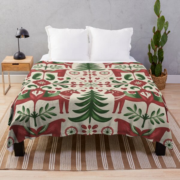 Item preview, Classic Swedish Dala Horse Seamless Pattern – Traditional Red & Green Folk Art designed and sold by Midnight Veil Designs.