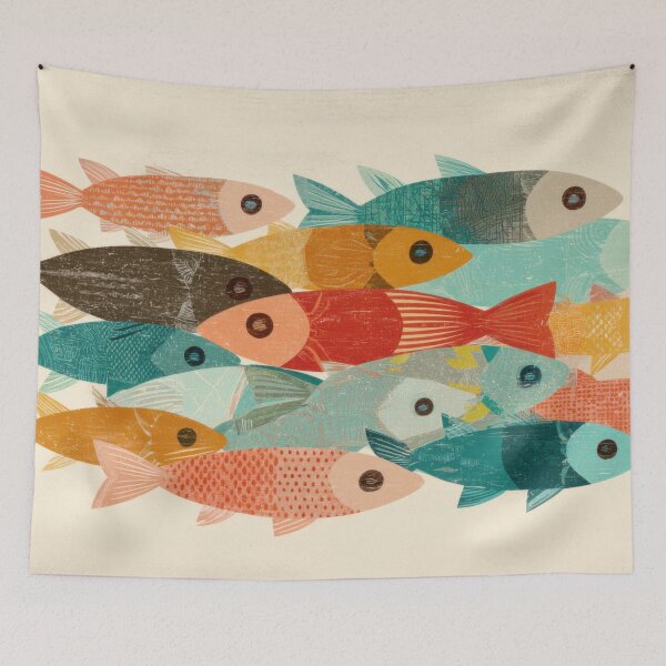 Item preview, Fish swim together brightly designed and sold by anytka.