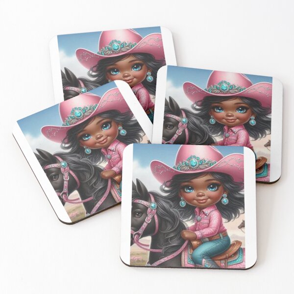 Item preview, Turquoise Trail Princess – Pink Cowgirl Girl with Horse designed and sold by Lucienne Reimagined.
