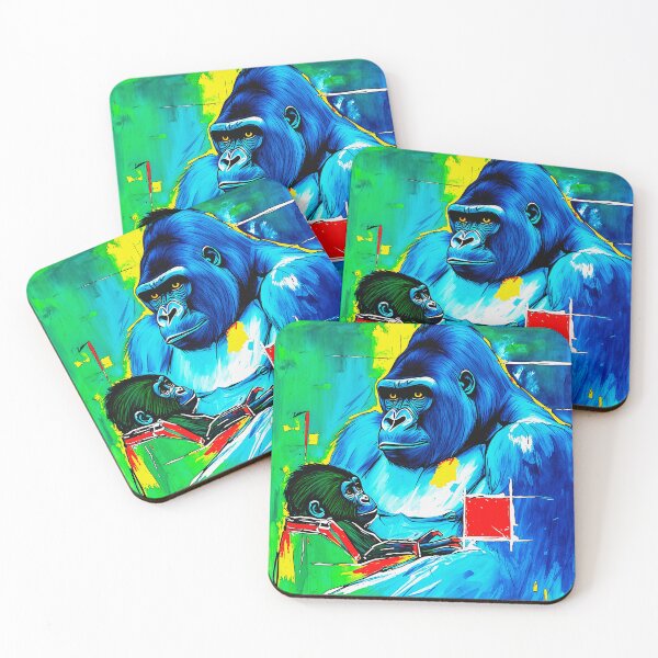 Item preview, Gorilla with baby gorilla colorful abstract designed and sold by LioTou.