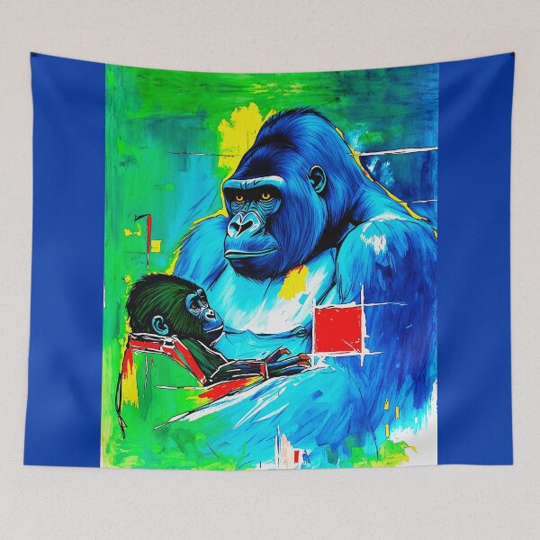 Item preview, Gorilla with baby gorilla colorful abstract designed and sold by LioTou.