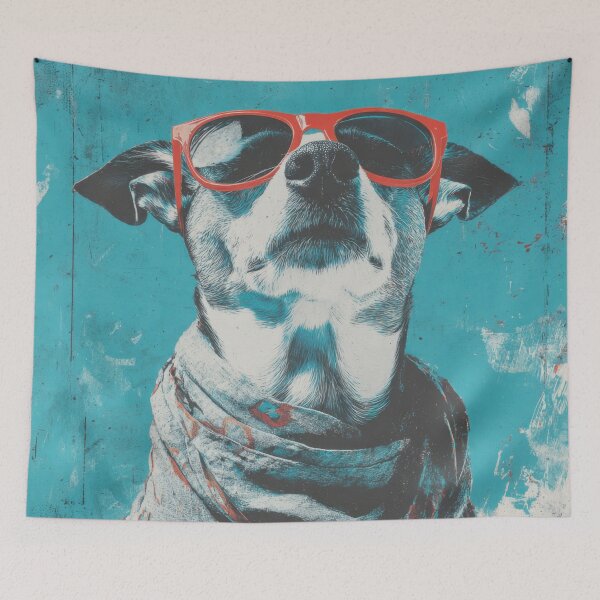 Item preview, Dog wears sunglasses and scarf designed and sold by anytka.