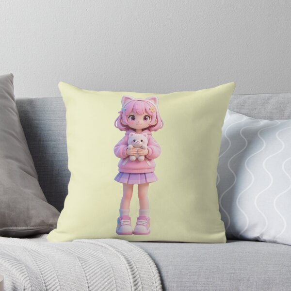 Item preview, Cute Gamer Girl - Holding Teddy Bear Pose (3D Toy Aesthetic) designed and sold by WhimsyBits.