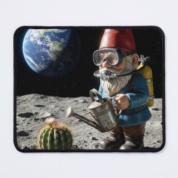 Item preview, Garden Gnome Plants Saguaro Cactus on the Moon designed and sold by Tridentulus.