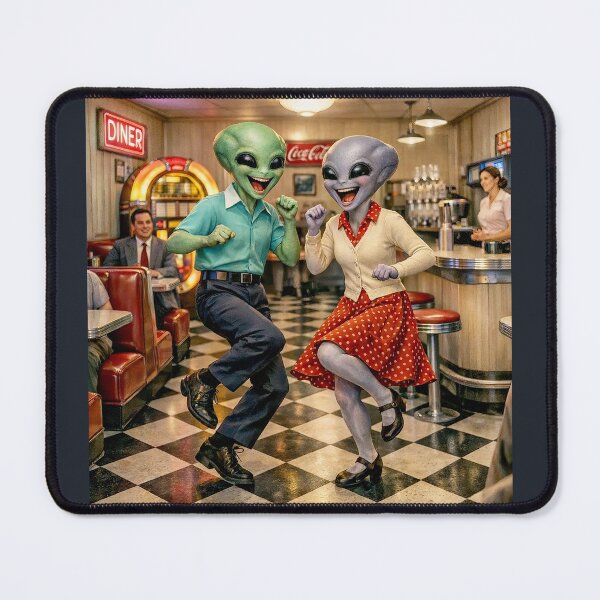 Item preview, Alien Couple Rocking and Rolling in a 50's Diner designed and sold by CarolM.