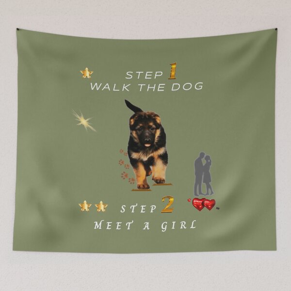 Item preview, Step One Walk the Dog Step Two Meet a Girl – German Shepherd Funny Dog Lover Design designed and sold by InkWaveX.