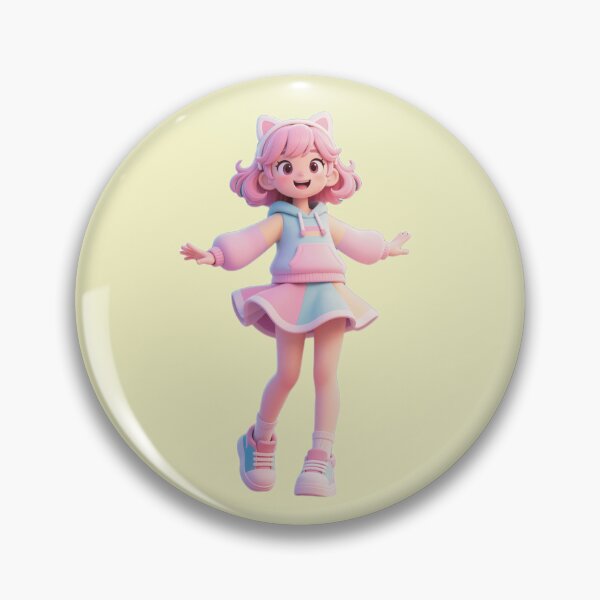 Item preview, Cute Gamer Girl - Joyful Twirl Pose (3D Toy Aesthetic) designed and sold by WhimsyBits.