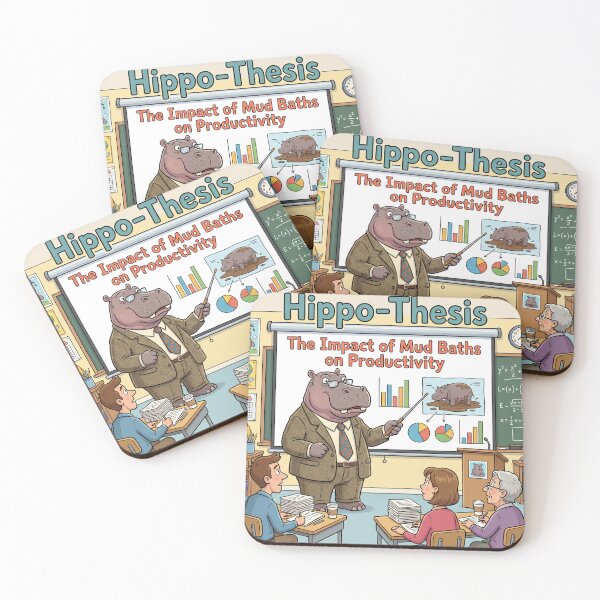 Item preview, Hippo-Thesis Funny PhD Humor Hippopotamus Academic Pun Design designed and sold by WordPlayStudio.