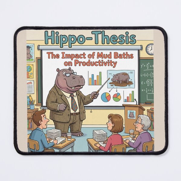 Item preview, Hippo-Thesis Funny PhD Humor Hippopotamus Academic Pun Design designed and sold by WordPlayStudio.