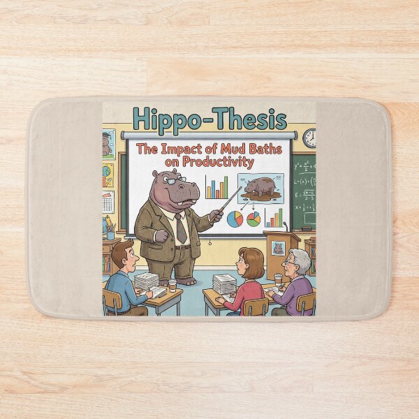 Item preview, Hippo-Thesis Funny PhD Humor Hippopotamus Academic Pun Design designed and sold by WordPlayStudio.