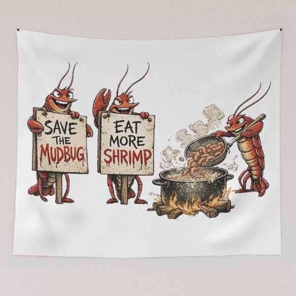 Item preview, Save the MudBug, eat more shrimp designed and sold by Bayou Boogalee Outfitters.