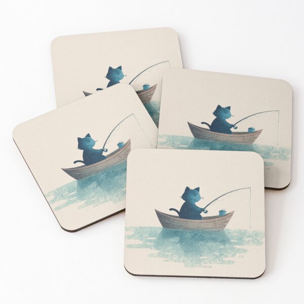 Item preview, Cat fishing in a small boat designed and sold by anytka.