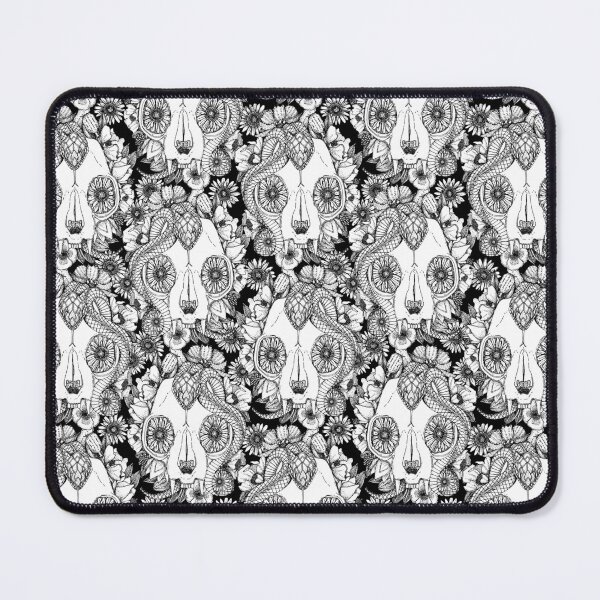 Item preview, cat skull damask black white designed and sold by scrummy.
