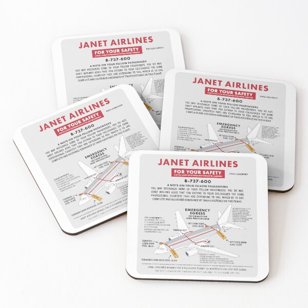 Item preview, Janet Airlines Parody Airline Safety Card designed and sold by ZeroDaysSince.