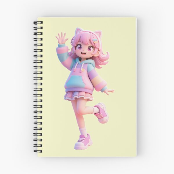 Item preview, Cute Gamer Girl - Playful Waving Pose (3D Toy Aesthetic) designed and sold by WhimsyBits.