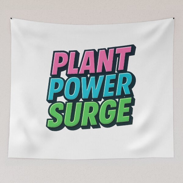 Item preview, Humorous Vegan T-Shirt Design with Bold Neon Typography - Plant Power Surge designed and sold by DrainedUwU.