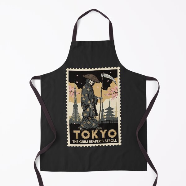 Item preview, "Tokyo Grim Reaper's Stroll" Vintage Japanese Stamp Art designed and sold by Cipher & Soul.