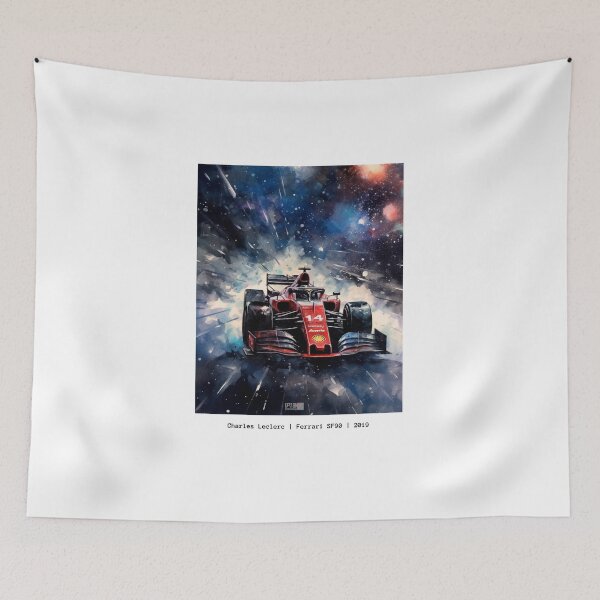 Item preview, Charles Leclerc Ferrari SF90 2019 F1 Watercolour Painting Print designed and sold by PicTechNowArt.