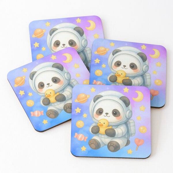 Item preview, Cute Panda Astronaut with Duck – Kawaii Space Aesthetic Pastel Art designed and sold by p-frosty-design.