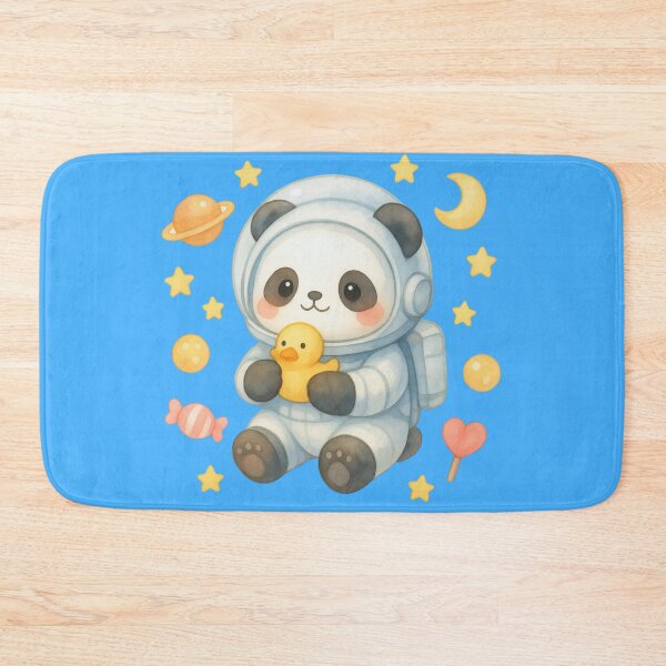 Item preview, Cute Panda Astronaut with Duck – Kawaii Space Aesthetic Pastel Art designed and sold by p-frosty-design.