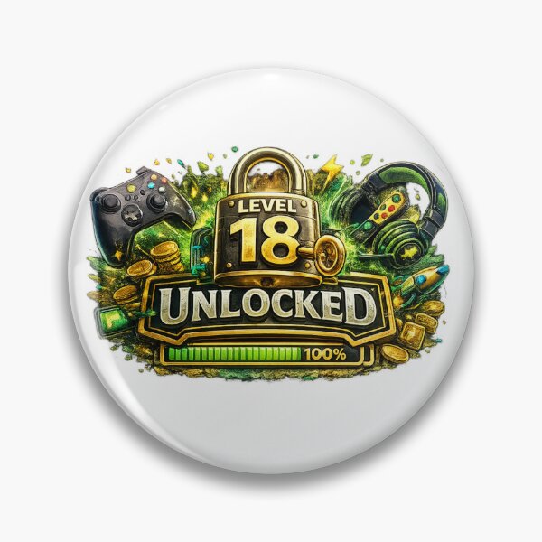 Item preview, Level 18 Unlocked Gamer 18th Birthday Design designed and sold by CLOUTKULT.