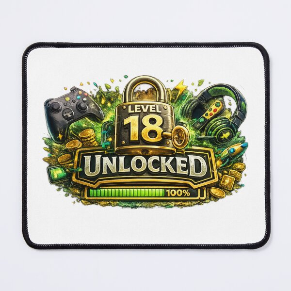 Item preview, Level 18 Unlocked Gamer 18th Birthday Design designed and sold by CLOUTKULT.