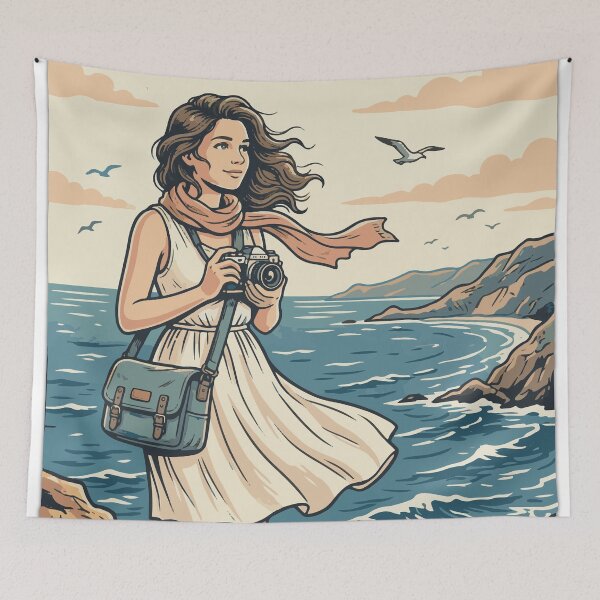 Item preview, Vintage Coastal Photographer Travel Poster Illustration designed and sold by AmazingEG.