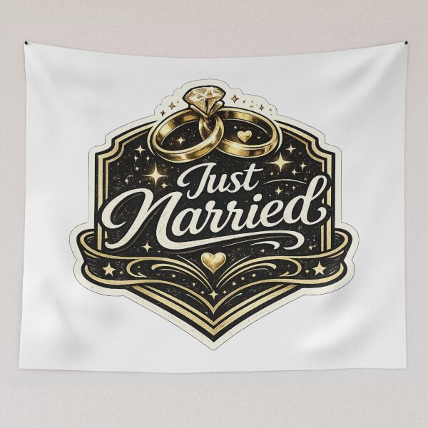 Item preview, Just Married Newlywed Wedding Rings Honeymoon Design designed and sold by CLOUTKULT.