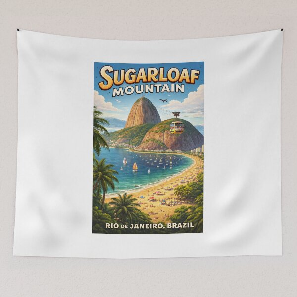 Item preview, Sugarloaf Mountain – Rio de Janeiro Vintage Travel Poster designed and sold by ElartedeNoel.