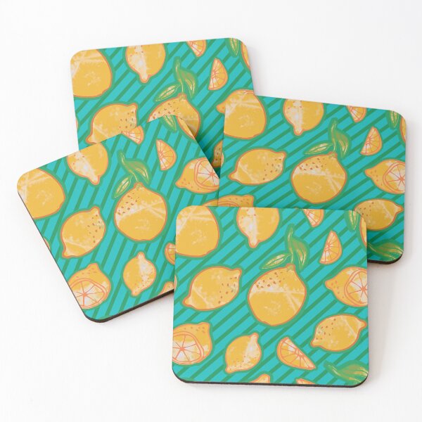 Item preview, Trendy 80s watercolor lemons on diagonal stripes designed and sold by Goddessart.