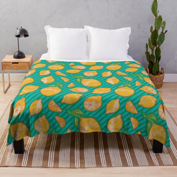 Item preview, Trendy 80s watercolor lemons on diagonal stripes designed and sold by Goddessart.