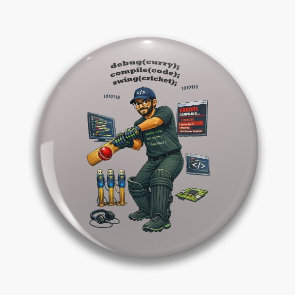 Item preview, Indian American Software Engineer Coder Playing Cricket URM designed and sold by urmaddad.