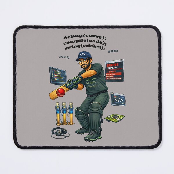 Item preview, Indian American Software Engineer Coder Playing Cricket URM designed and sold by urmaddad.