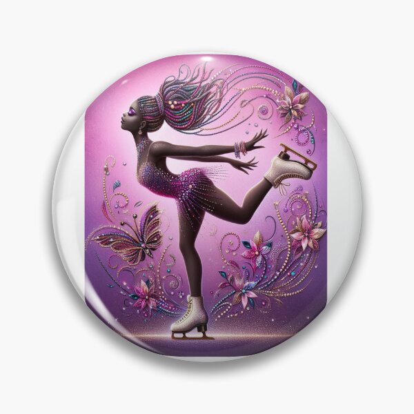 Item preview, Velvet Bloom Queen – Afrofuturist Ice Skater in Floral Motion designed and sold by Lucienne Reimagined.