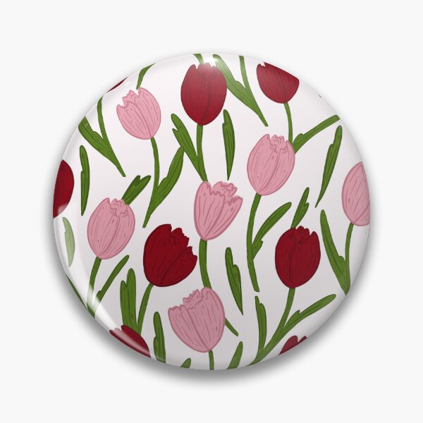 Item preview, pink and red tulip pattern designed and sold by KitschByKate.