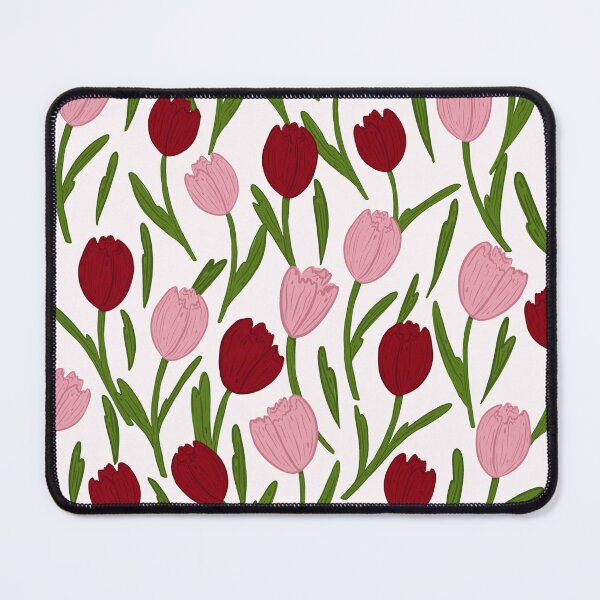 Item preview, pink and red tulip pattern designed and sold by KitschByKate.