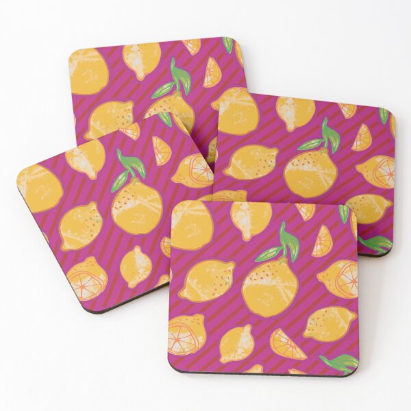 Item preview, Trendy 80s watercolor lemons on diagonal stripes designed and sold by Goddessart.