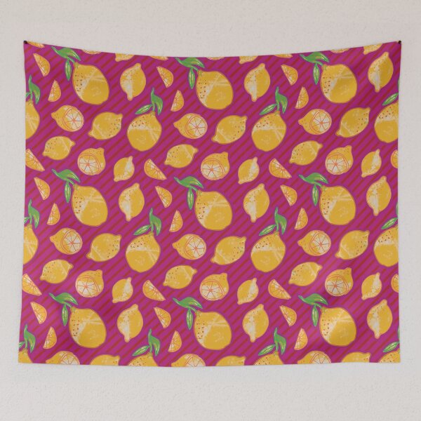 Item preview, Trendy 80s watercolor lemons on diagonal stripes designed and sold by Goddessart.
