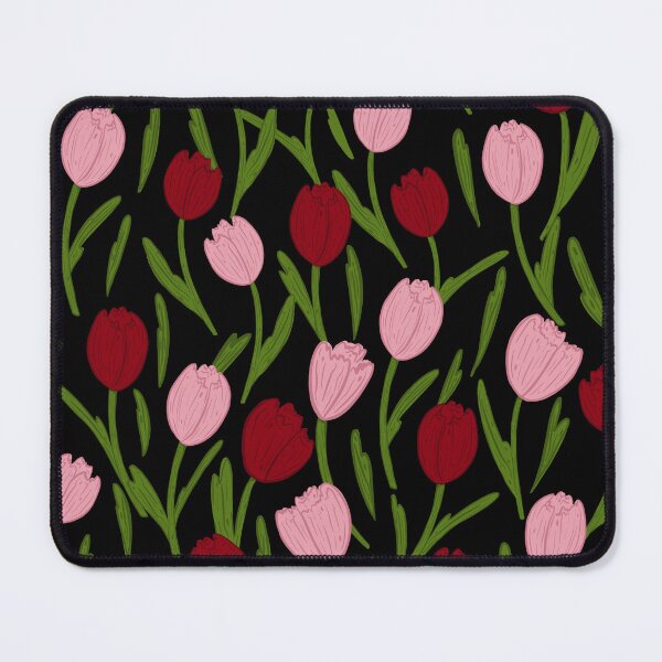 Item preview, pink and red tulip pattern designed and sold by KitschByKate.