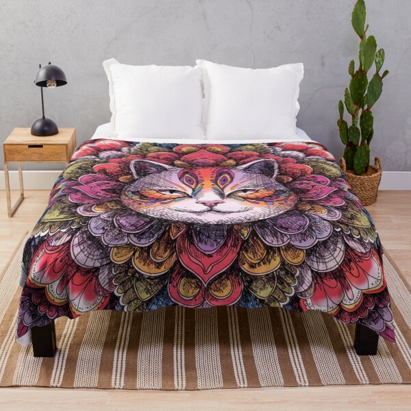 Item preview, Boho Mandala Cat Illustration | Floral Tribal Cat Art | Vintage Ethnic Animal Design designed and sold by Anime9122.