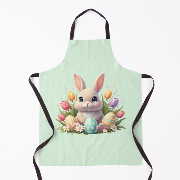 Item preview, Cute Easter Bunny With Eggs and Flowers – Kawaii Spring Design designed and sold by SoftStyleStudio ⭐⭐⭐.