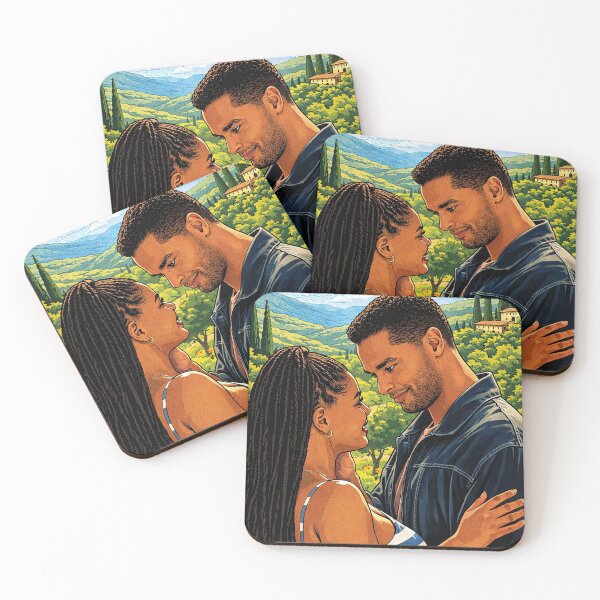 Item preview, Regé-Jean Page and Halle Bailey together in the Tuscan landscape (fan art) designed and sold by PopCultureAndStuff.