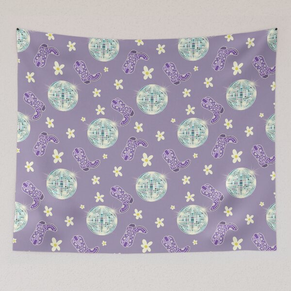 Item preview, Purple Retro Disco Cowgirl Boots Pattern designed and sold by MoonwillowArt.
