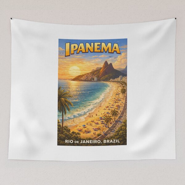 Item preview, Ipanema Beach – Rio de Janeiro Vintage Travel Poster designed and sold by ElartedeNoel.
