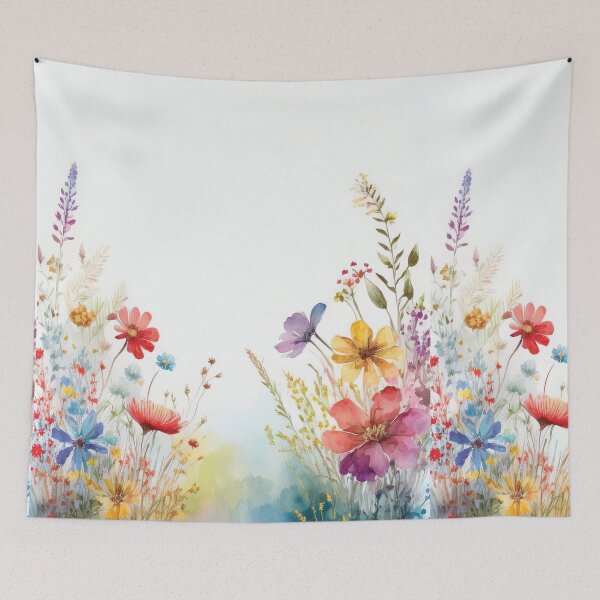 Item preview, BRIGHT PASTEL Spring Boho watercolour pastel wildflower garden painting, nature inspired neutral colours floral spring botanical flowers designed and sold by navitalidesign.