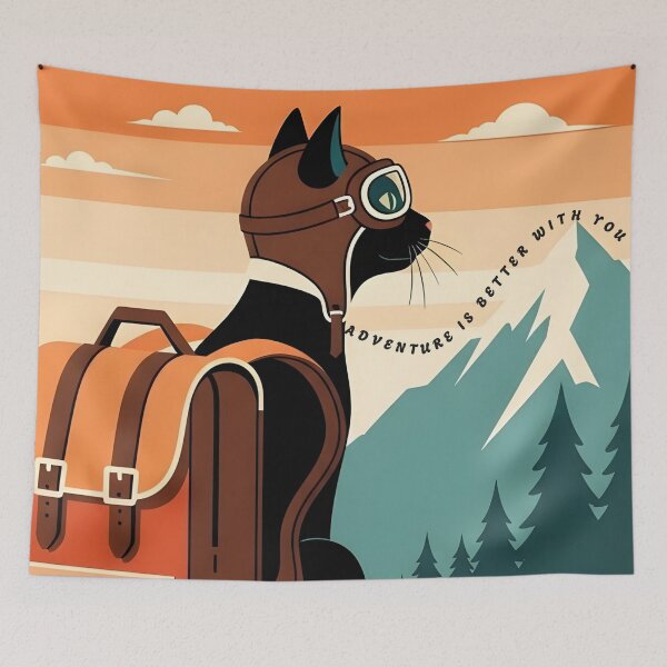 Item preview, Adventure Is Better With You – Vintage Adventure Cat Travel Poster Aesthetic designed and sold by InfinitePawBond.