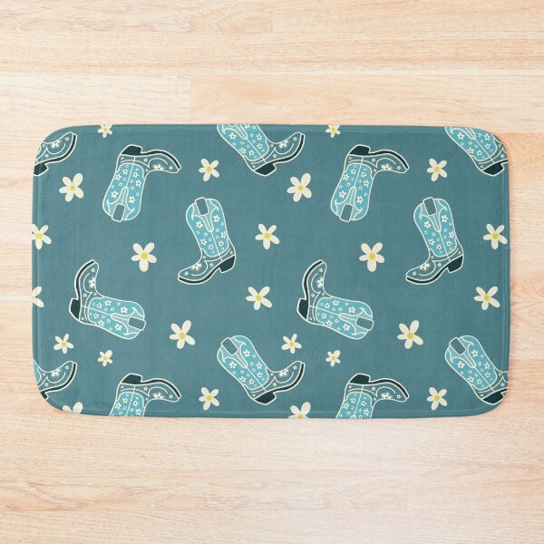 Item preview, Blue Floral Cowgirl Boots Pattern designed and sold by MoonwillowArt.